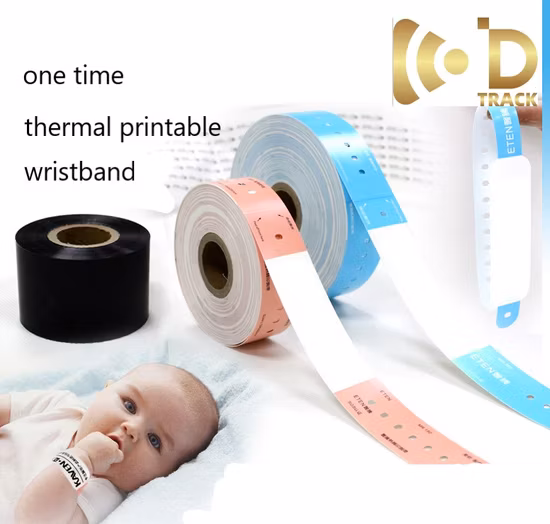OEM Günstiges Einweg-13,56-MHz-UHF-RFID-Armband Patientengebrauch Thermopapier-Armbänder mit großer Reichweite für Krankenhäuser Haustiermaterial Armband aus weichem PVC-Material
