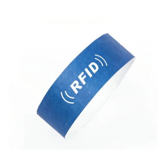 Wasserdichtes, individuell bedrucktes 13,56-MHz-NFC-Chip-RFID-Thermo-Einweg-Papierarmband, UHF-869-960-MHz-Langstrecken-Armband mit Klebstoff